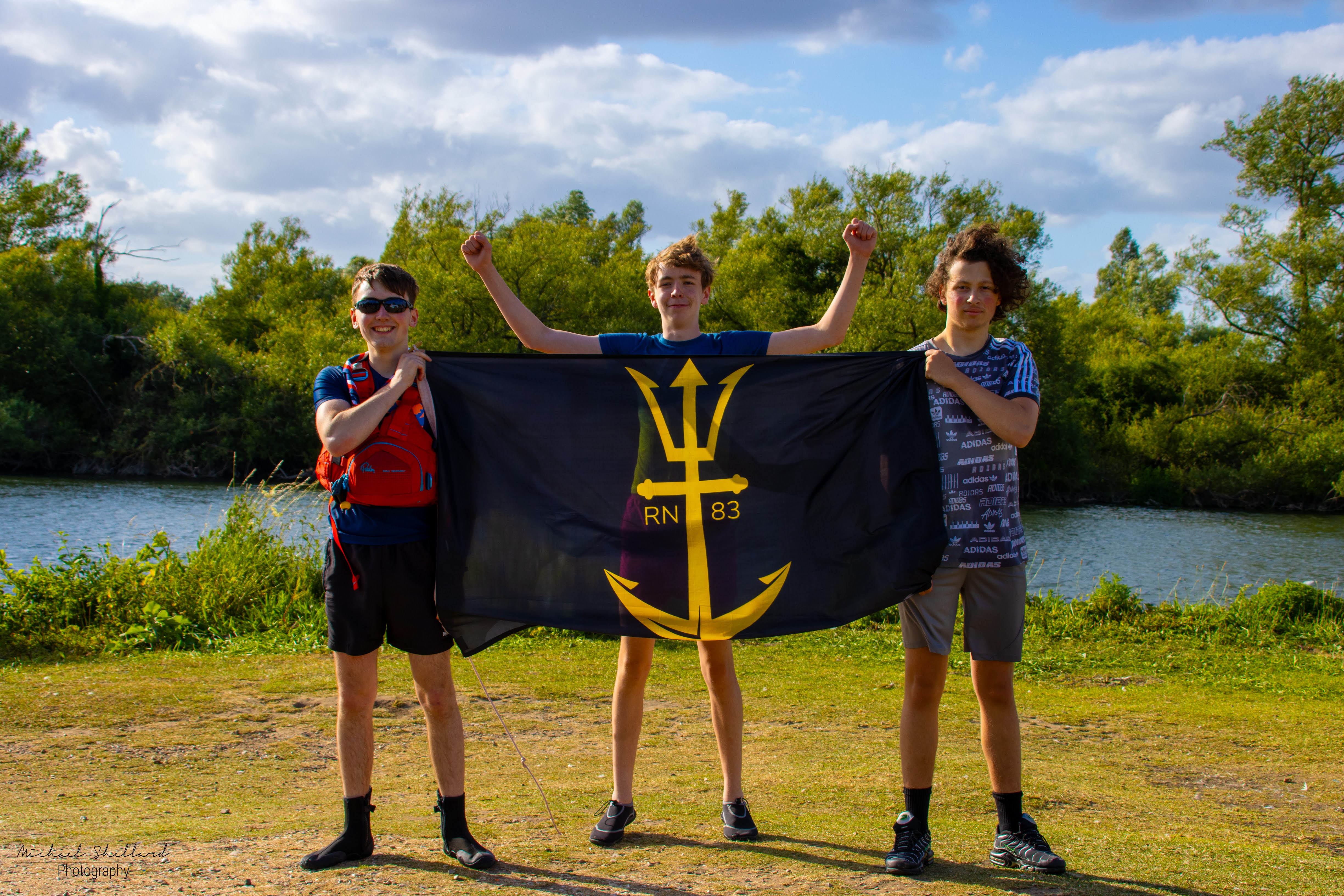 Neptune Explorer Scouts celebrating dragon boat victory, Berkshire